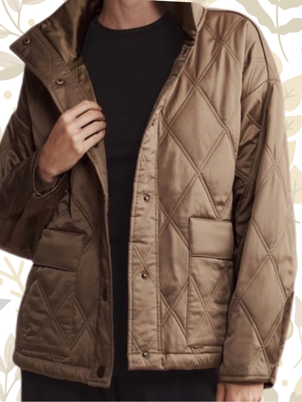 Women Rhone Dalston water repellent quilted oversized fall jacket olive Xlarge